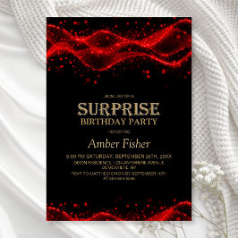 Black and Red Surprise Any Age Birthday Party 招待状