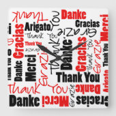 Black and Red Thank You Word Cloud スクエア壁時計 (正面)