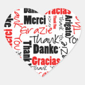 Black and Red Thank You Word Cloud ハートシール (正面)