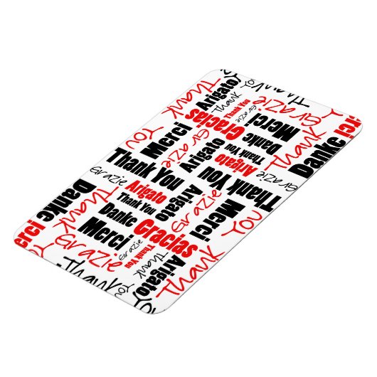 Black and Red Thank You Word Cloud マグネット (左側)
