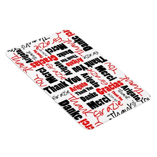 Black and Red Thank You Word Cloud マグネット (右側)