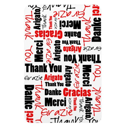 Black and Red Thank You Word Cloud マグネット (縦)