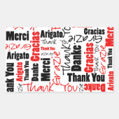 Black and Red Thank You Word Cloud 長方形シール (正面)