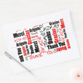 Black and Red Thank You Word Cloud 長方形シール (封筒)