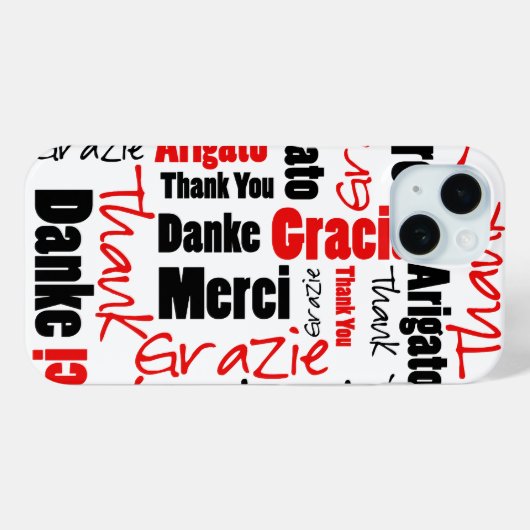 Black and Red Thank You Word Cloud Case-Mate iPhoneケース (裏面 (横))