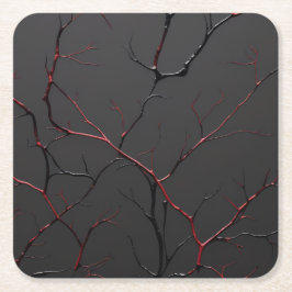 Black and Red Veins スクエアペーパーコースター