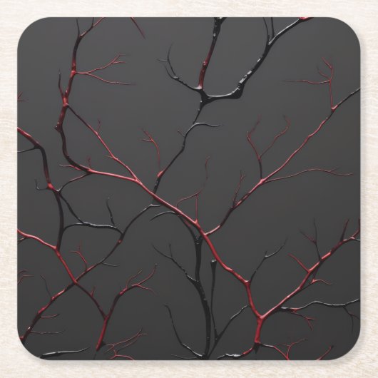 Black and Red Veins スクエアペーパーコースター (正面)