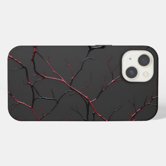 Black and Red Veins iPhoneケース (裏面横)