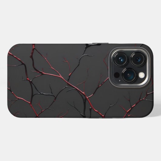 Black and Red Veins iPhoneケース (裏面横)
