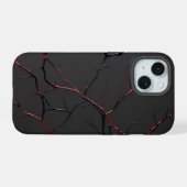 Black and Red Veins iPhone 15ケース (裏面横)