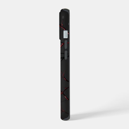 Black and Red Veins iPhone 15ケース (左側面)