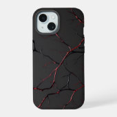 Black and Red Veins iPhone 15ケース (裏面)