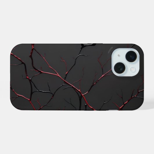 Black and Red Veins iPhone 15ケース (裏面横)