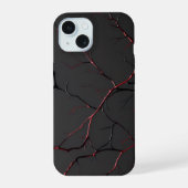 Black and Red Veins iPhone 15ケース (裏面)
