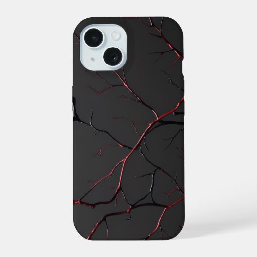 Black and Red Veins iPhone 15ケース (裏面)
