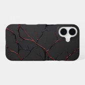 Black and Red Veins iPhone 16ケース (裏面横)