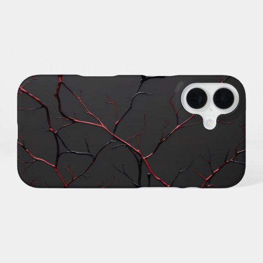 Black and Red Veins iPhone 16ケース (裏面横)