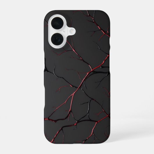 Black and Red Veins iPhone 16ケース (裏面)