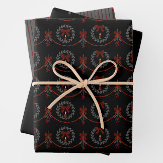 Black and Red Wreath Victorian Gothic Gift Wrap ラッピングペーパーシート