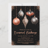 Black and Rose Gold Ornament Exchange Party 招待状 (正面)