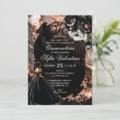 Black and Rose Gold Quinceañera Invitation 招待状 (スタンド正面)