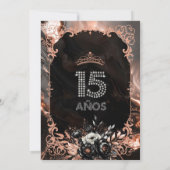Black and Rose Gold Quinceañera Invitation 招待状 (裏面)