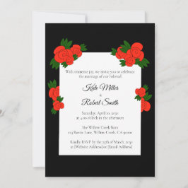 Black and Rose Wedding Invitations with RSVP 招待状