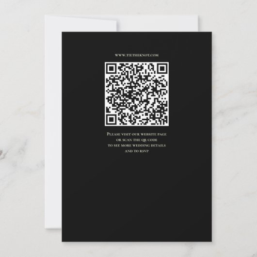Black And Sage Wedding Invitation QR Code 招待状 (裏面)