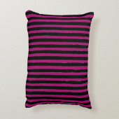 Black and Shocking Pink Stripes Pattern アクセントクッション (裏面(縦))