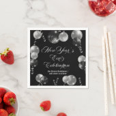 Black and Silver Glitter New Year's Eve Party  スタンダードカクテルナプキン (インサイチュ)