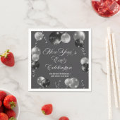 Black and Silver Glitter New Year's Eve Party  スタンダードカクテルナプキン (インサイチュ)