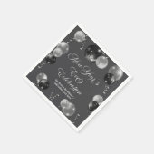 Black and Silver Glitter New Year's Eve Party  スタンダードカクテルナプキン (角)
