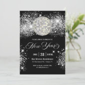 Black and Silver Glitter New Year's Eve Party 招待状 (スタンド正面)