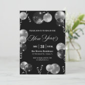 Black and Silver Glitter New Year's Eve Party  招待状 (スタンド正面)