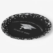Black and Silver Graduation ペーパープレート (アングル)
