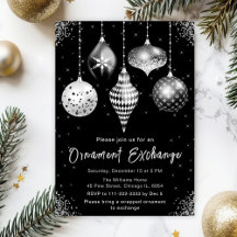 Black and Silver Ornament Exchange Party