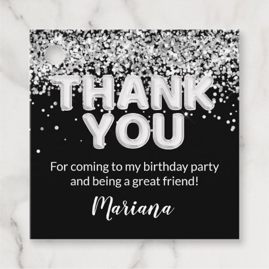 Black and Silver Party Favors フェイバータグ (正面)