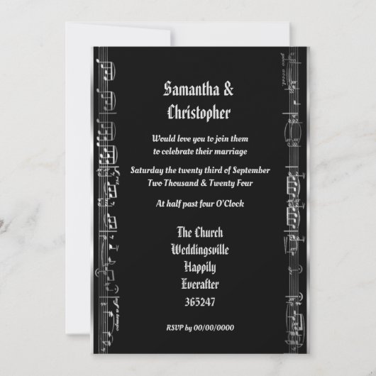 Black and silver wedding photo invitation 招待状 (正面)
