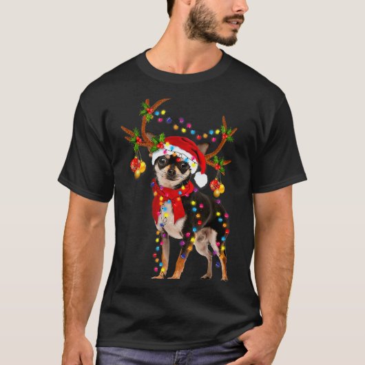 Black And Tan Chihuahua Gorgeous Reindeer Christma Tシャツ (正面)