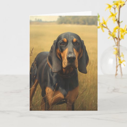Black and Tan Coonhound カード (黄色い花)