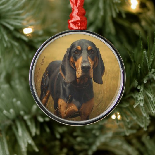 Black and Tan Coonhound メタルオーナメント (ツリー)