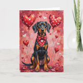 Black and Tan Coonhound Valentine Dog カード (正面)
