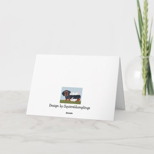 Black and Tan Dachshund Easter Bunny Card カード (裏面)