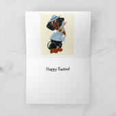 Black and Tan Dachshund Easter Bunny Card カード (内部)