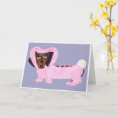 Black and Tan Dachshund Easter Bunny Card カード (黄色い花)