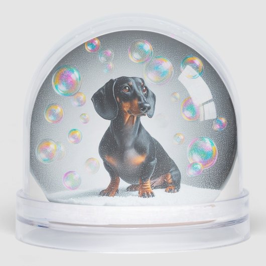 BLACK AND TAN DACHSHUND SNOW GLOBE (正面)