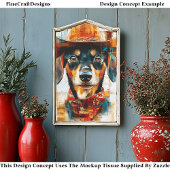 Black and Tan Dog, Cowboy Hat DE1 Decopage 薄葉紙