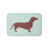 Black and Tan Gingham Dachshund Mint Green バスマット (正面)