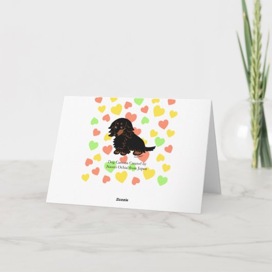 Black and Tan Long Haired Dachshund 3 サンキューカード (裏面)