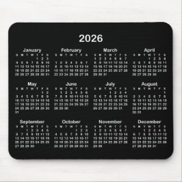 Black and White 2026 Calendar マウスパッド